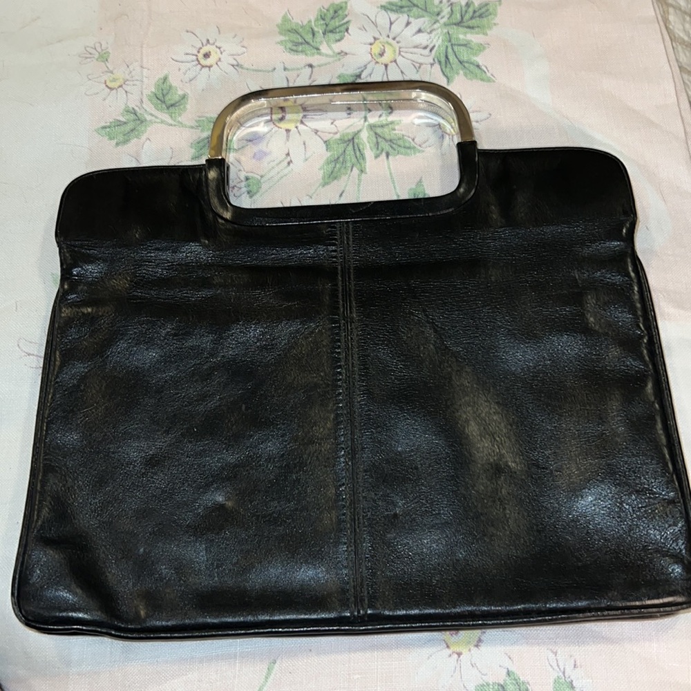 Vintage Birks black leather with chrome handles satchel - Picture 3 of 7
